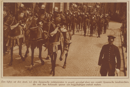 300374 Afbeelding van enkele Spaanse soldaten, een groep uit de maskerade-optocht ter gelegenheid van de viering van ...